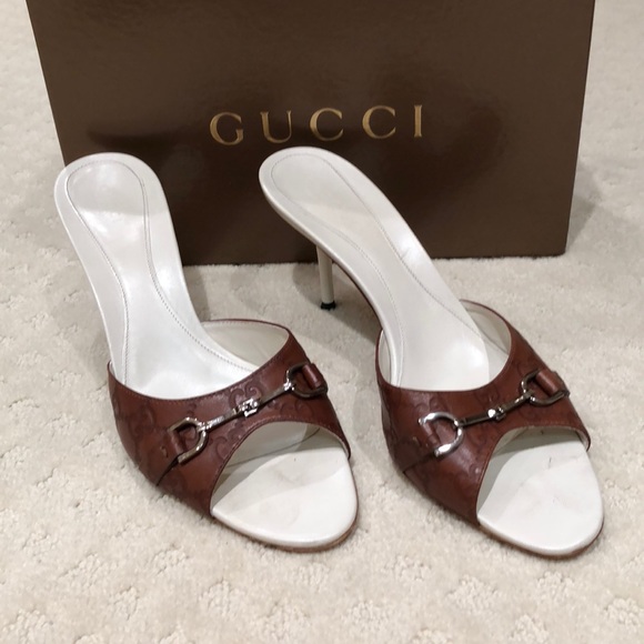 Gucci | Shoes | Gucci Peeptoe Guccissima Mule W Horse Bit Detail | Poshmark